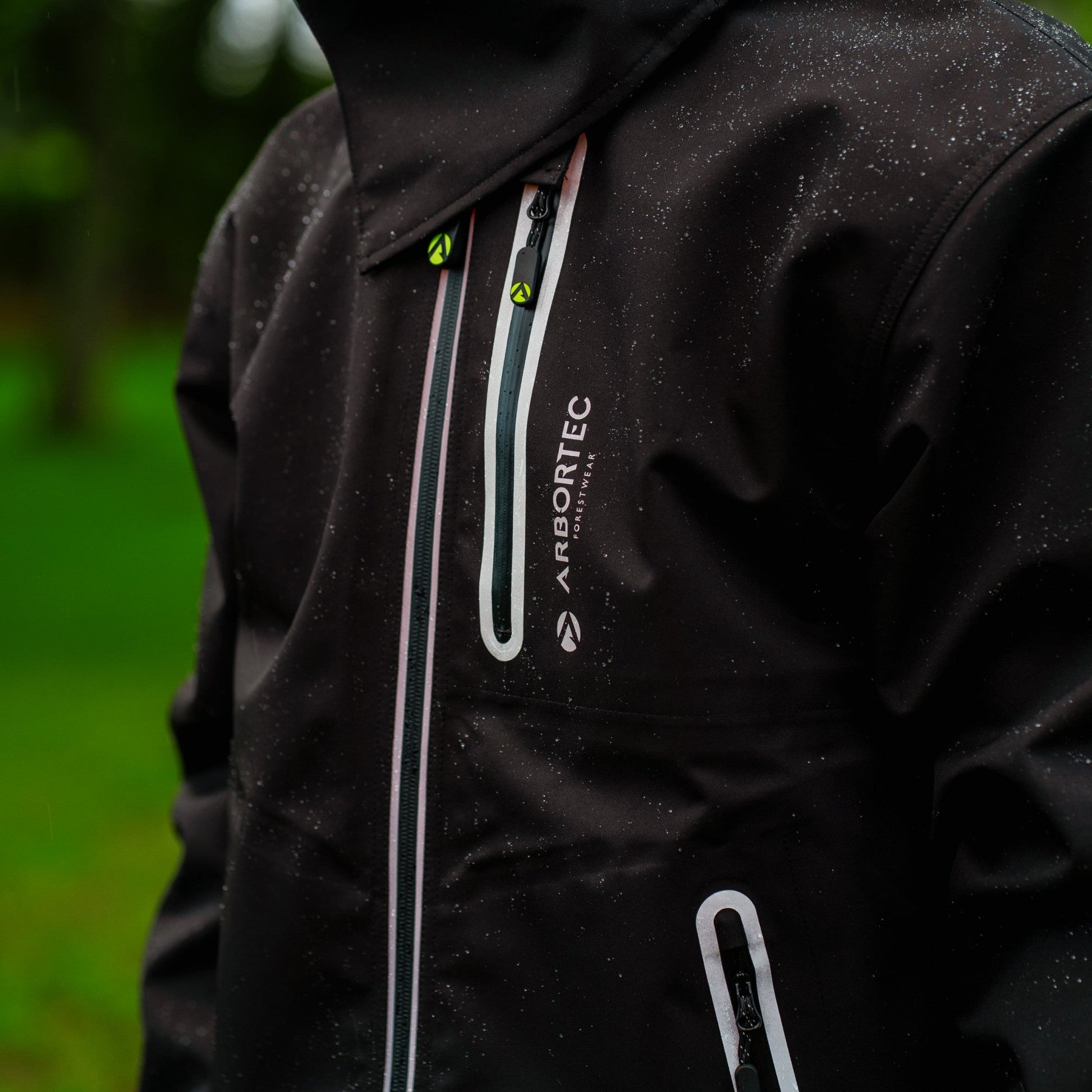 AT4420 Full - Zip Waterproof Work Jacket – Black - Arbortec Forestwear
