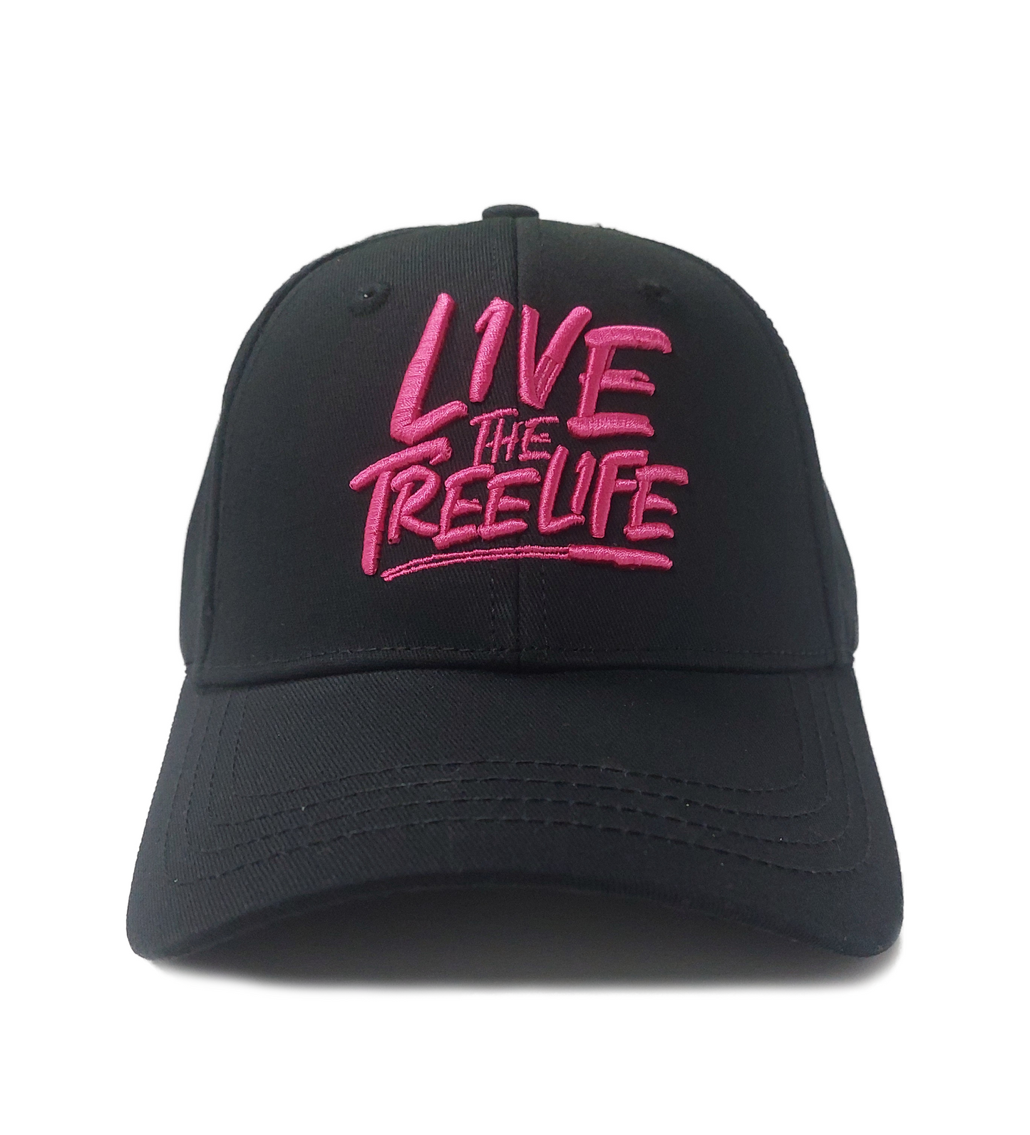 AT054 - Baseball Cap Curved Peak Live The Treelife - Black/Pink