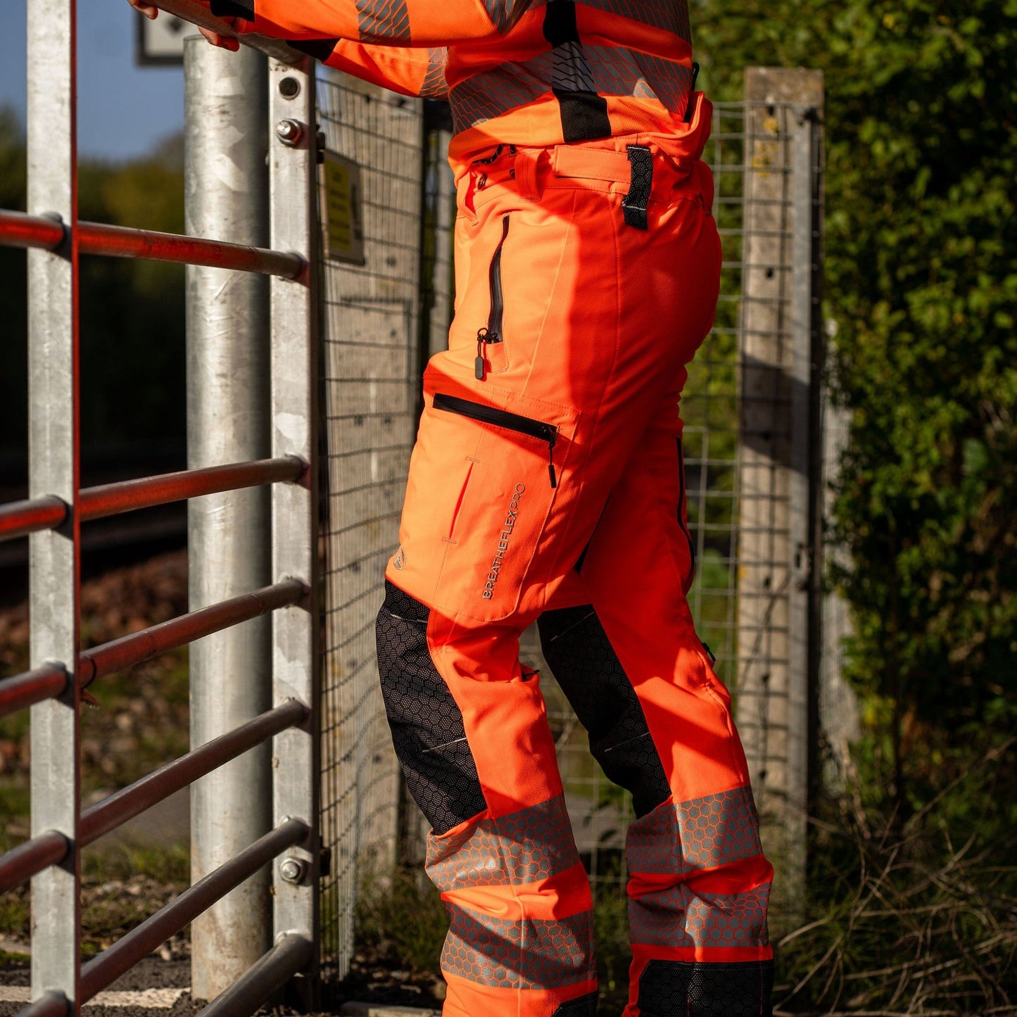 ATHV4075 Breatheflex Pro Rail Spec Trousers Design C Class 2 - Hi-Vis Orange