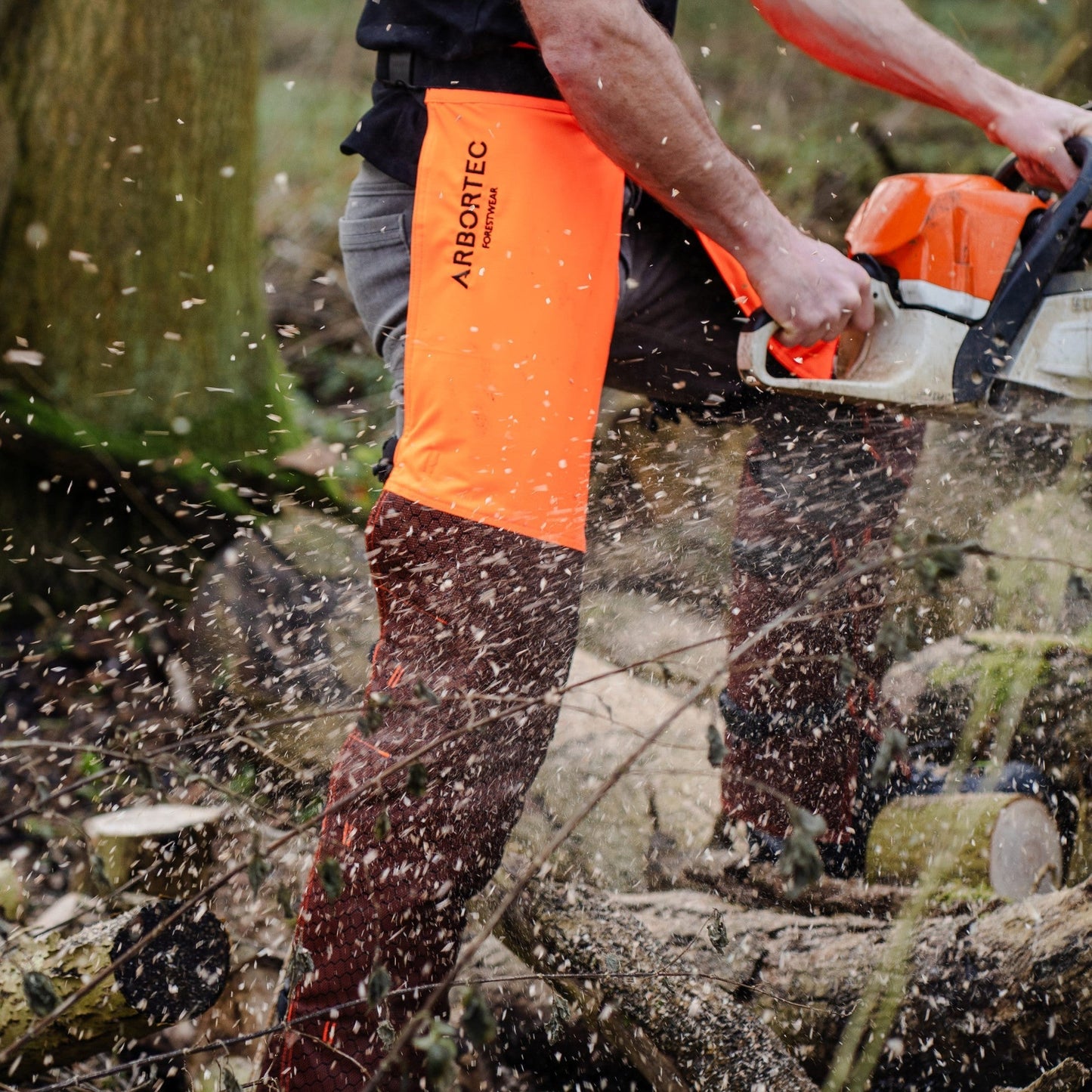 AT4008(US) Arbortec Chainsaw Chaps Calf Wrap - Orange - Arbortec Forestwear