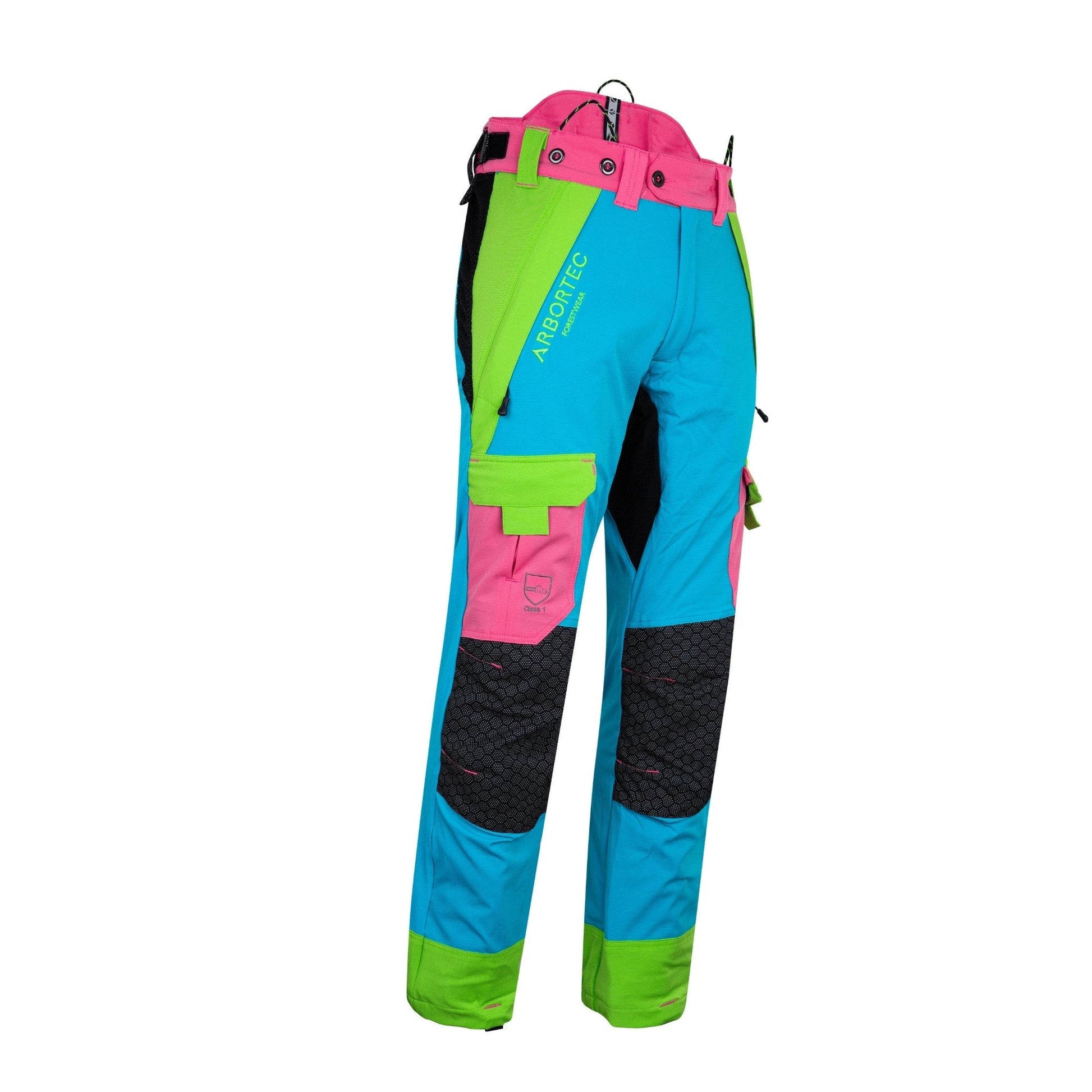 AT4062(EU) Arbortec Vented Chainsaw Trousers Design A Class 1 - Aqua Multi - Arbortec Forestwear