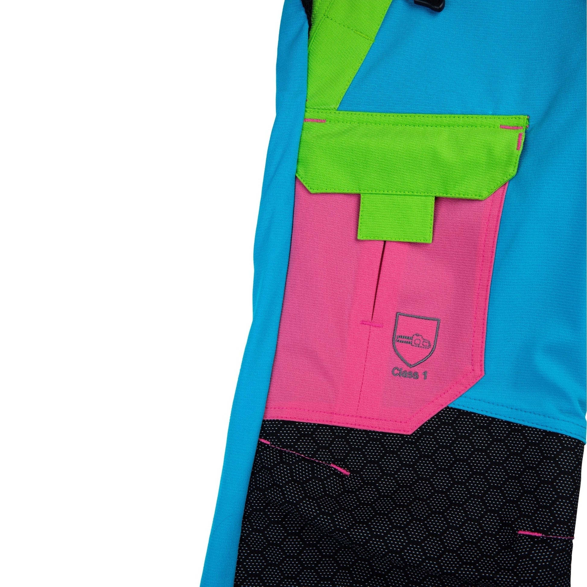 AT4062(EU) Arbortec Vented Chainsaw Trousers Design A Class 1 - Aqua Multi - Arbortec Forestwear