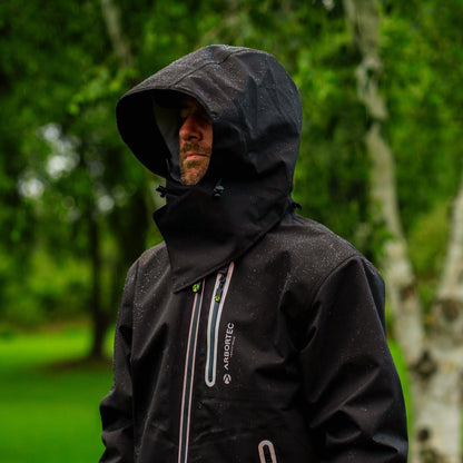 AT4420 Full - Zip Waterproof Work Jacket – Black - Arbortec Forestwear