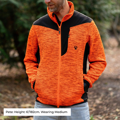 Kudu Plus Melange Zip Sweater Orange - Arbortec Forestwear