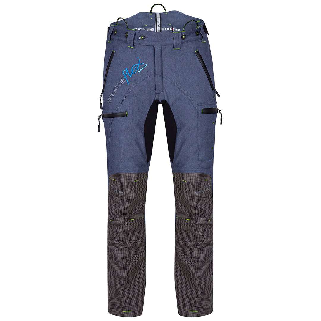 arbortec breathflex pro type a class 1 chainsaw trousers in denim colour - front