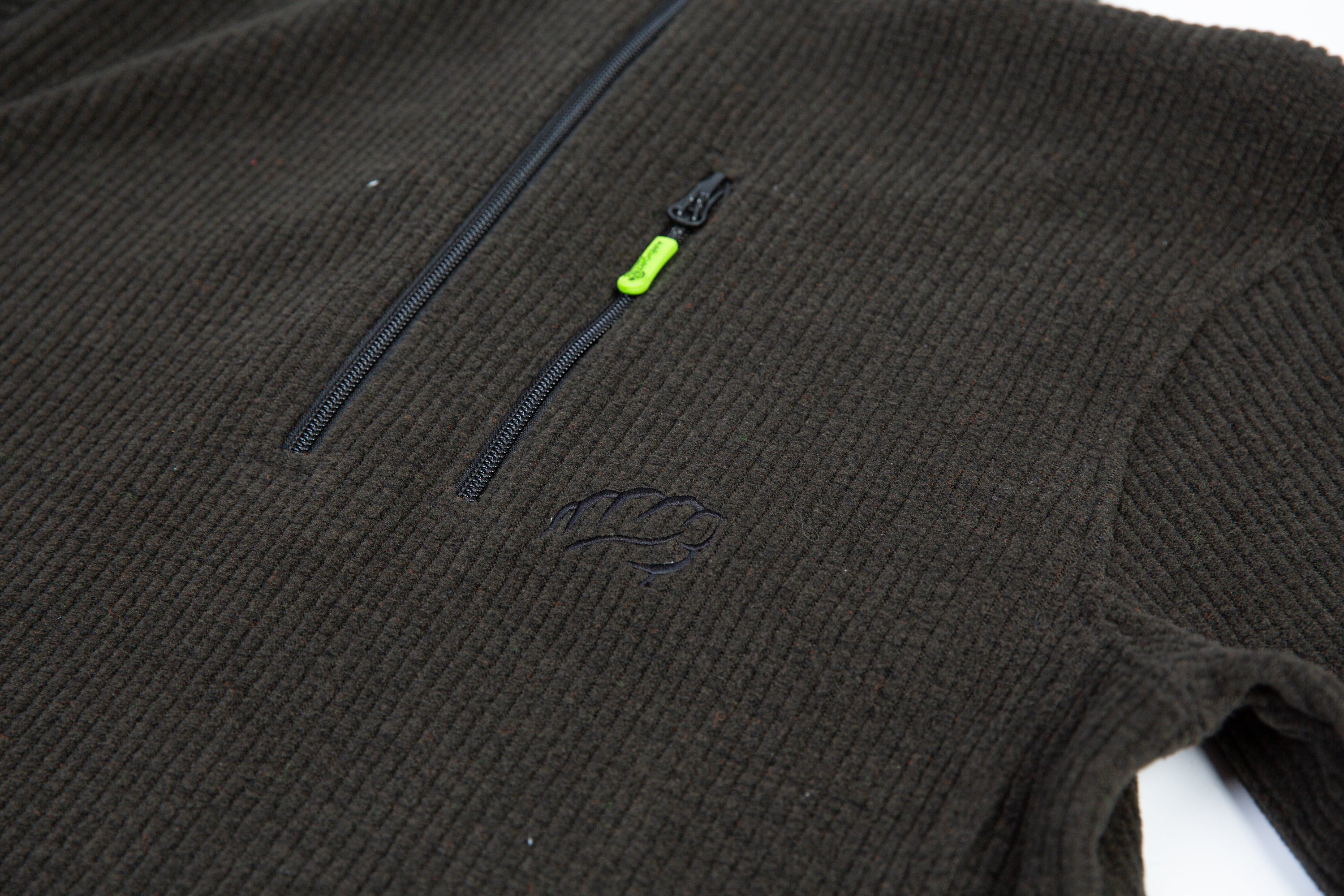 Half Zip Sweater Olive - Front Zip Pocket
