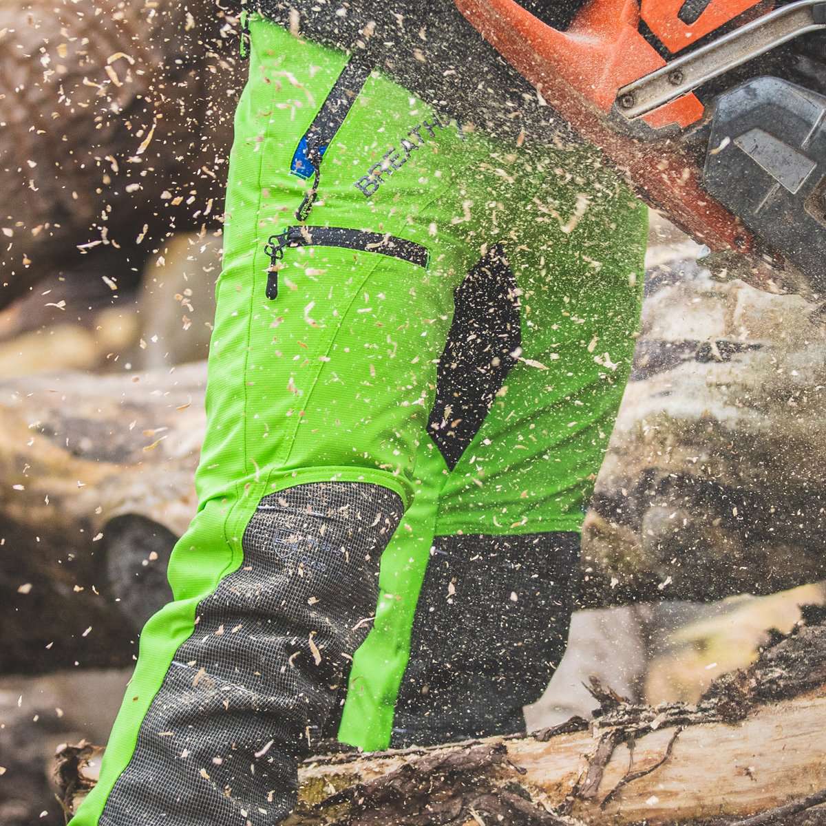 AT4060 Breatheflex Pro Type A Class 1 Chainsaw Trousers - Lime - Arbortec Forestwear