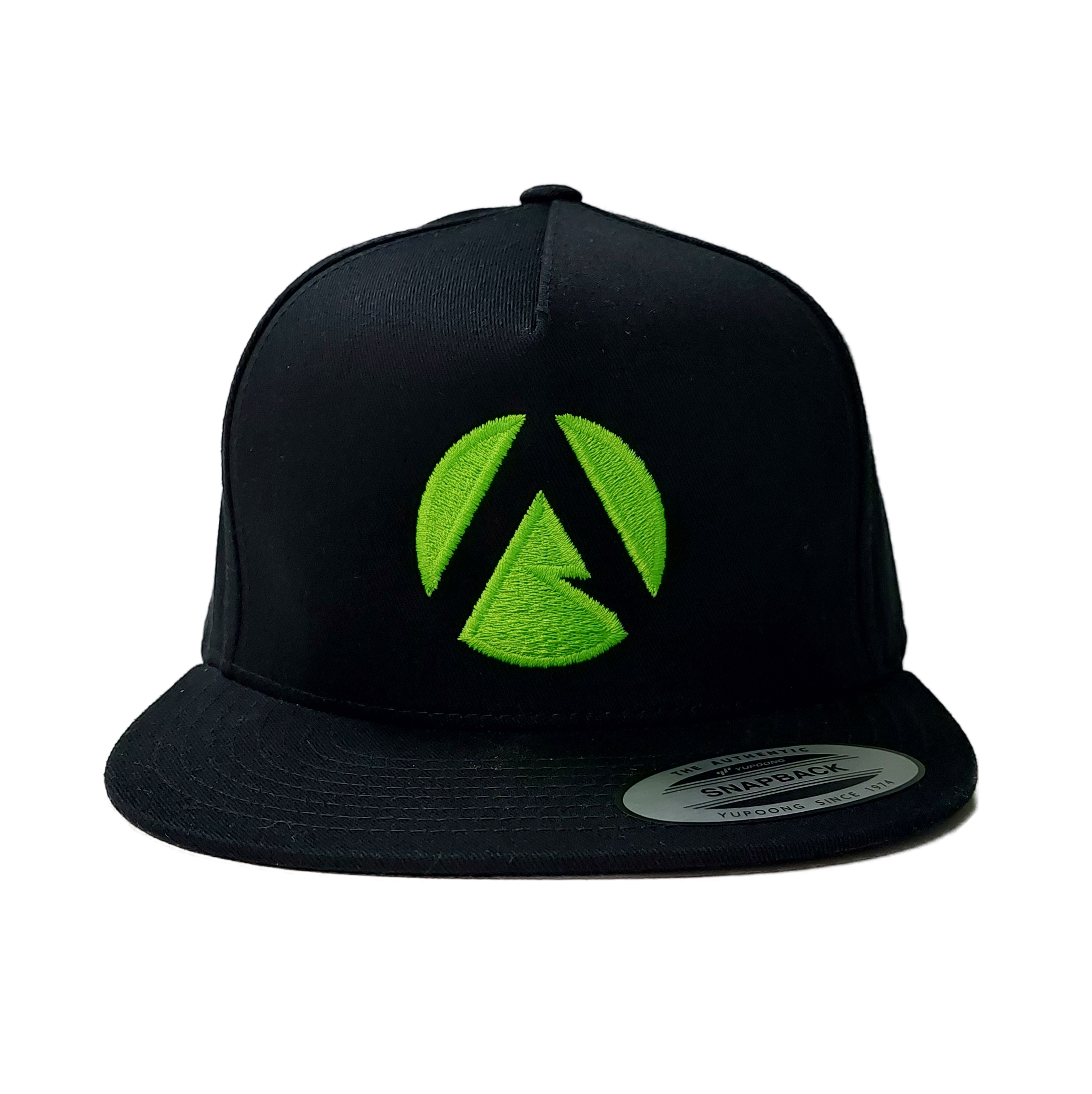 AT051 - Baseball Cap Classic Shape Front Icon - Black/Lime